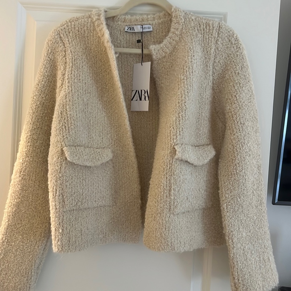 Zara cream sweater blazer. New with tags. Never worn